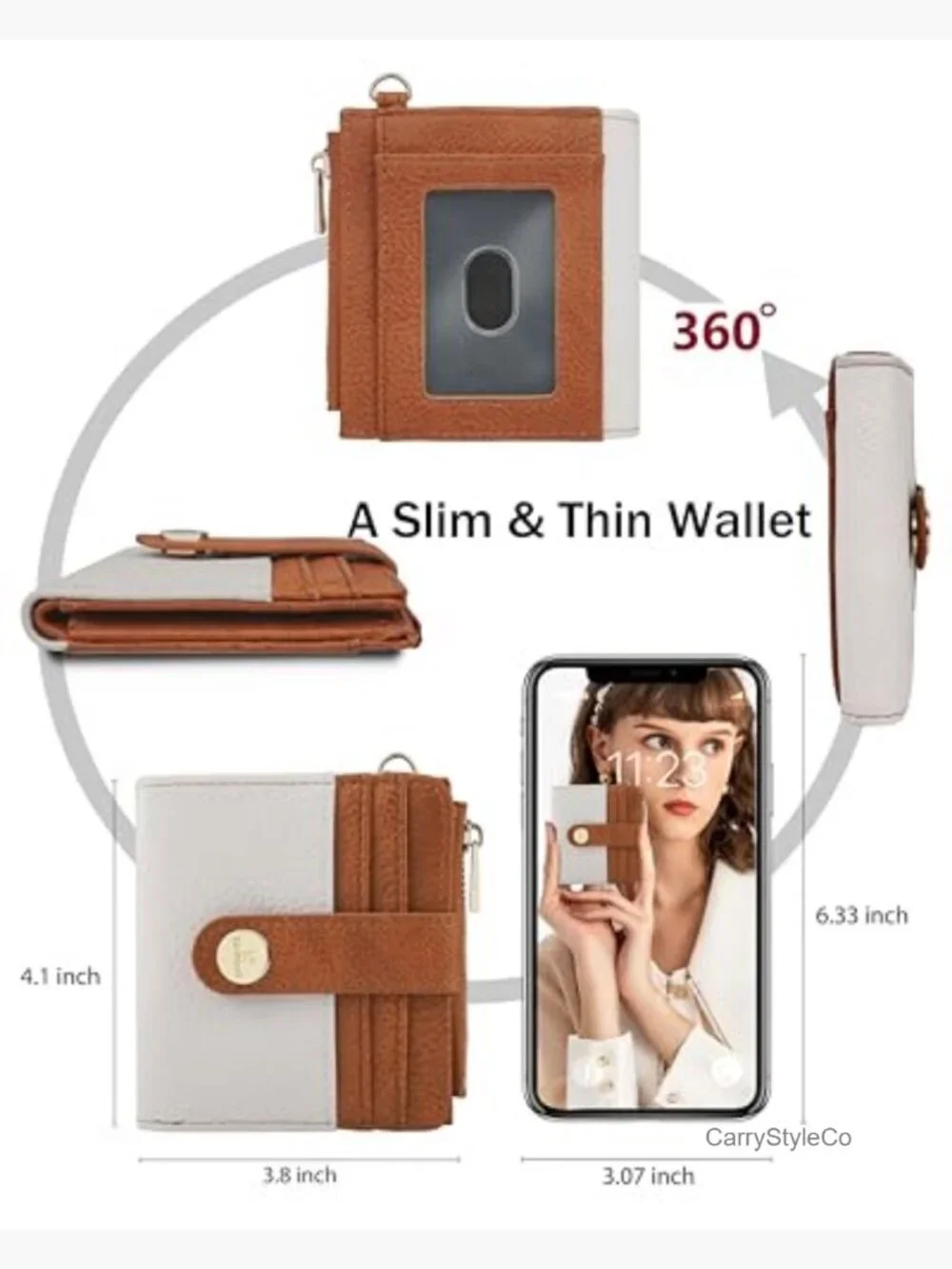 Small Wristlet Wallet RFID Blocking Keychain Wallet with Zipper Coin Pocket